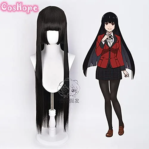Vista 2 de Uearlid Jabami Wig Kakegurui Cosplay Women Long Straight Black Wig Cosplay Anime Cosplay Heat Resistant Synthetic Wigs Coser Wig