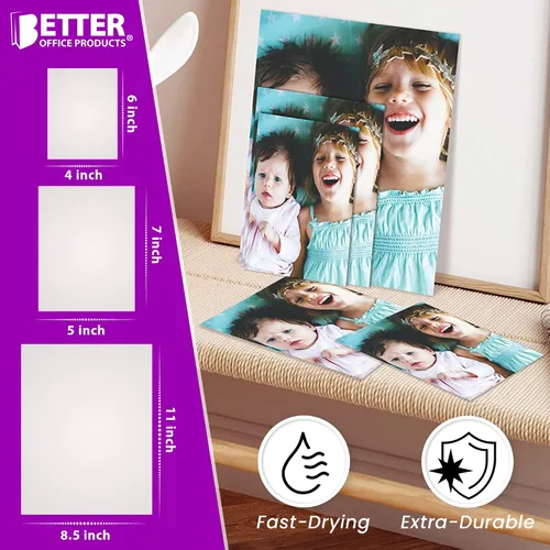 Vista 5 de Better Office Products Paquete variado de papel fotográfico brillante, 100 hojas en total