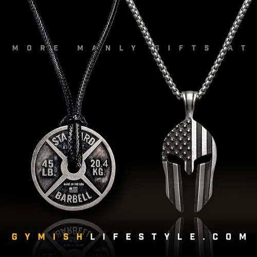Vista 7 de Gymish Lifestyle Collar con colgante de entrenamiento, colgante de guerrero espartano, autodisciplina, trabajo duro, dedicación, regalo motivacional