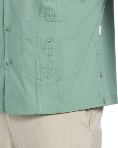 Vista 3 de Cubavera Camisa Guayabera bordada de manga larga con cuello de campamento para hombre