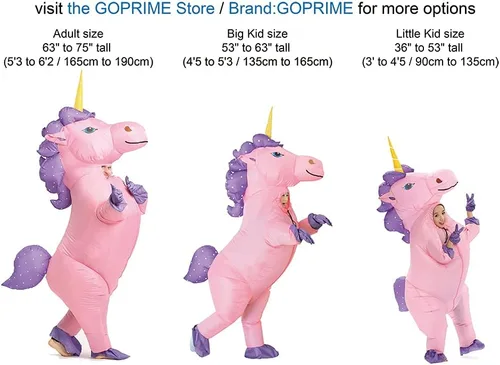 Vista 2 de Halloween Kid Unicorn Costume, Inflatable, Child Size, 4-6, Face Out Breathable