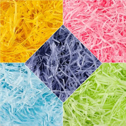 Vista 8 de Zonon Cesta de pasto de Pascua de 17 onzas, trituradores de papel de rafia, relleno de papel de rafia, para embalaje de regalo, caza de huevos