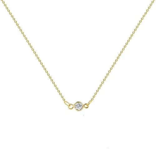 Vista 6 de ASCOMY Delicado collar con colgante solitario de diamante de circonita cúbica para mujer, chapado en oro de 14 quilates, redondo y cuadrado