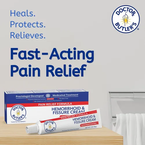 Vista 2 de Doctor Butler's Crema para hemorroides y fisuras: tratamiento instantáneo de hemorroides para aliviar el dolor con lidocaína, crema de hemorroides