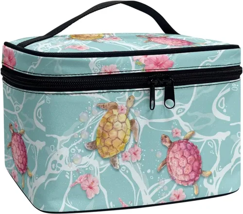 Vista 32 de doginthehole Bolsa de maquillaje, bolsa de cosméticos de viaje, bolsa de aseo portátil grande, organizador de accesorios para mujeres y niñas