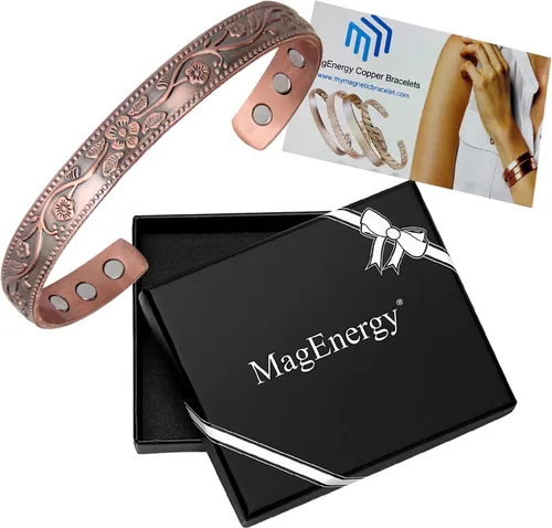 Vista 7 de Pulsera magnética de cobre para mujer de 68 pulgadas ajustable para adaptarse a la mayoría de muñecas con bonita caja Coppet