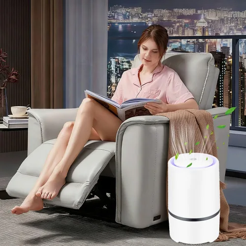 Vista 8 de Purificador de aire pequeño portátil para dormitorio con filtro HEPA, purificadores de aire para el hogar de bajo ruido mejorados (blanco)