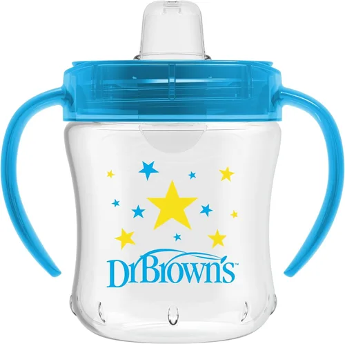 Vista 7 de Dr. Brown's Milestones Vaso de Aprendizaje con Boquilla Suave y Asas, Conejitos Héroes Rosados, Libre de BPA, 9 oz/270 mL, 9m+ Héroe de conejo rosa