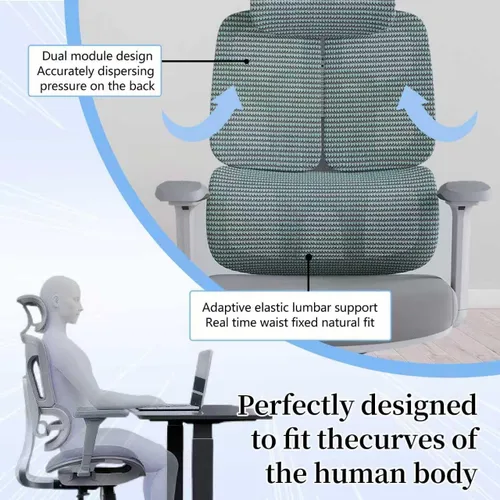 Vista 5 de Silla de Oficina Ergonómica 500 LBS Silla de Oficina de Malla para el Hogar Cómodas Sillas de Escritorio para Juegos Sillas de Computadora