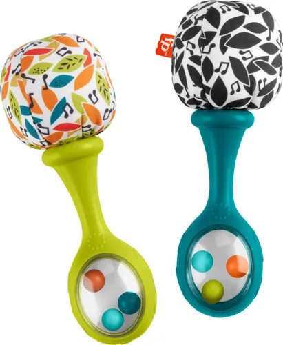 Vista 4 de Fisher-Price Juguetes para recién nacidos Rattle ‘n Rock Maracas, 2 Instrumentos Musicales Blandos para el Desarrollo del Juego en Bebés de 3+