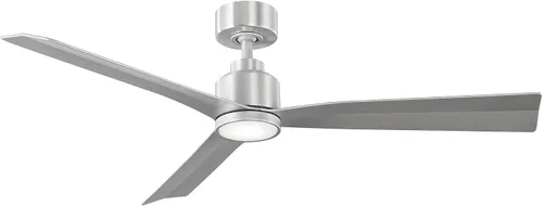 Vista 6 de Ventilador de techo inteligente compatible Clean de 3 aspas para interiores y exteriores, aluminio cepillado de 52 pulgadas con kit de luz LED
