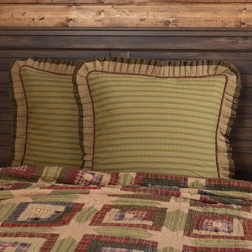 Vista 6 de Tea Cabin - Almohada rústica de 12 x 12 pulgadas, diseño de retazos de algodón cuadrado verde para decoración de dormitorio