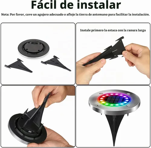 Vista 7 de Brizled - Luces solares para suelo, 12 unidades, 16 luces LED que cambian de color para exteriores