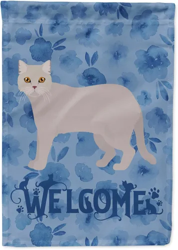 Vista 193 de Caroline's Treasures CK4813CHF - Bandera de bienvenida con gato abisinio azul, manga grande, para porche, para colgar en la pared, poliéster