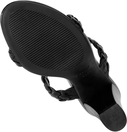 Vista 5 de ZriEy Tacones gruesos de bloque para mujer, sandalias de tacón trenzado de 3.35 pulgadas, puntera abierta, dos correas de tacón deslizante