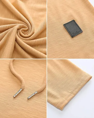 Vista 5 de Moderna sudadera deportiva de vellón con capucha, para hombres, jersey de lana unicolor sin botones.