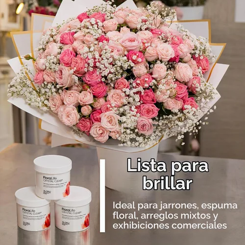 Vista 5 de Floralife Crystal Clear. Alimento en polvo para flores cortadas. Paquete de 10 onzas.