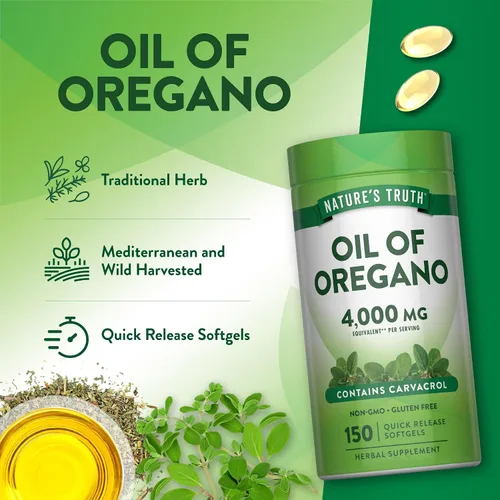 Vista 5 de Nature's Truth Cápsulas blandas de aceite de orégano 150 unidades Suplemento de hierbas sin OMG y sin gluten