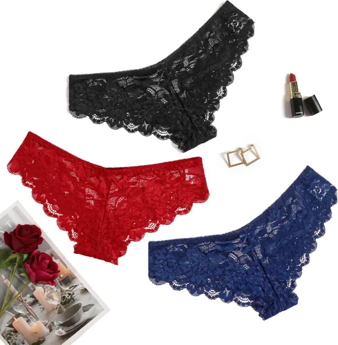 Vista 11 de Avidlove Bragas de Encaje Floral para Mujer Ropa Interior Sexy Hipster Bragas de Bikini Atrevidas Cintura en Forma de V Tangas 1 pieza negro