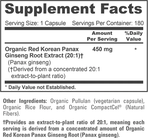 Vista 4 de NusaPure Cápsulas de ginseng panax coreano rojo, 450 mg, 180 cápsulas vegetales (sin OMG, USDA, veganas)