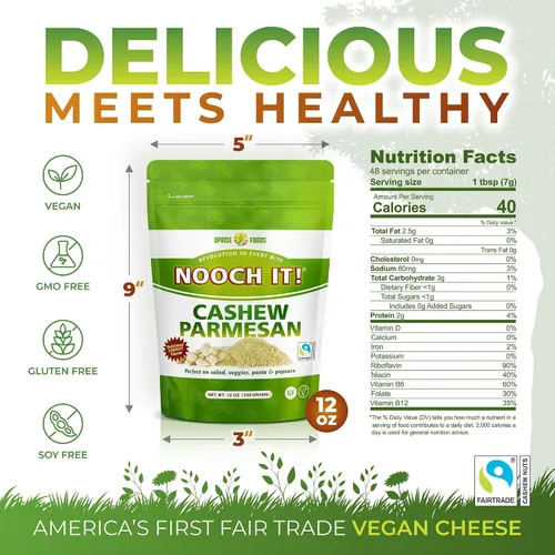 Vista 8 de NOOCH IT - Queso vegano de anacardo y parmesano - 12 onzas Sin lácteos, orgánico, comercio justo, cobertura de queso rallado a base de plantas