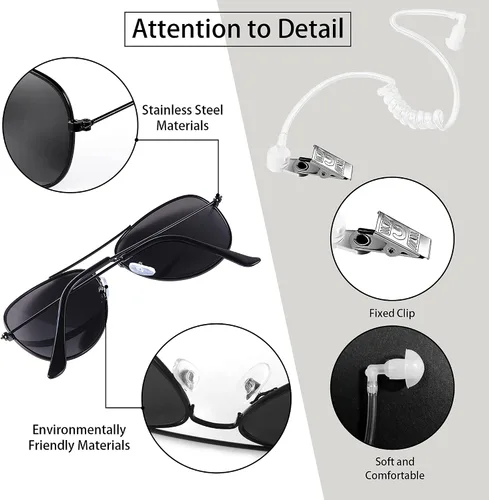 Vista 7 de Juego de seguridad de boda de anillo - portador + gafas + auricular + insignia - propuesta y cosplay