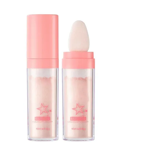 Vista 9 de Polvo de resaltado con purpurina, maquillaje para iluminar el rostro natural tridimensional en polvo para resaltador de mejillas.
