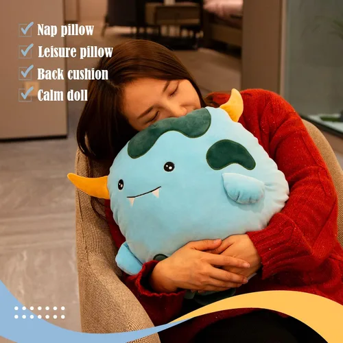 Vista 4 de Almohada de peluche de 15 pulgadas con forma de monstruo súper suave, cojín elástico para sofá, decoración de cumpleaños, regalo de San Valentín