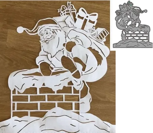 Vista 4 de Troqueles de metal de Papá Noel, regalos de Navidad, Papá Noel, plantillas de corte para manualidades, álbumes de recortes, fotos, papel decorativo