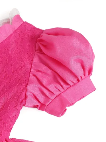 Vista 8 de DOCHEER Vestido de princesa melocotón para niñas pequeñas, disfraz para Halloween, fiesta de cumpleaños, traje rosa