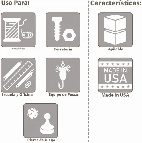 Vista 3 de Estuche de plástico Akro-Mils para guardar piezas de manualidades e instalaciones