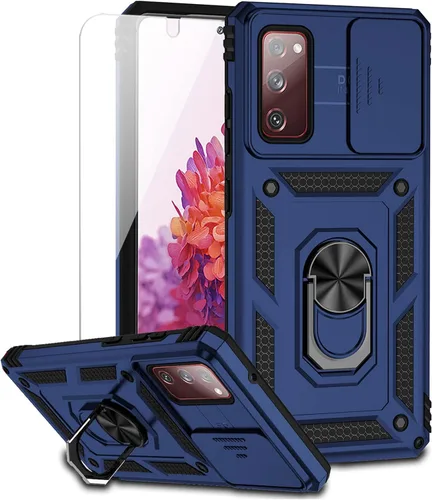 Vista 16 de Funda para Samsung Galaxy S20 FE 5G con cubierta para lente de cámara, protector de pantalla HD, soporte de anillo magnético probado contra caídas