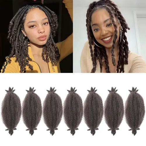 Vista 9 de Cabello afro trenzado elástico de 16 pulgadas, paquete de 3 marley twist para rastas falsas, trenzas rizadas de mariposa, cabello trenzado marley
