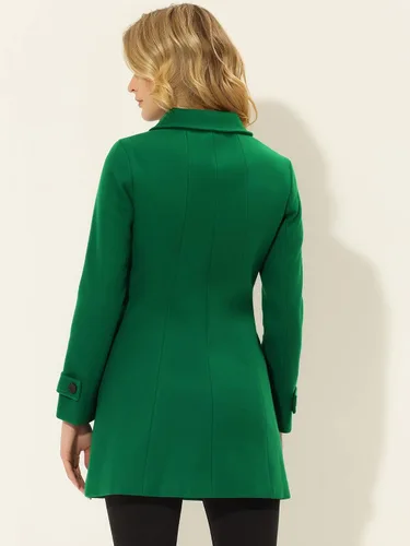 Vista 4 de Allegra K Abrigo largo de invierno con cuello Peter Pan para mujer