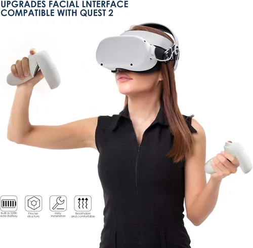 Vista 7 de JYMEGOVR for Oculus Quest 2 Head Strap with Battery Replacement for Elite Strap5200mAh Rechargeable Battery Pack PC Accessories Adjustable Headset