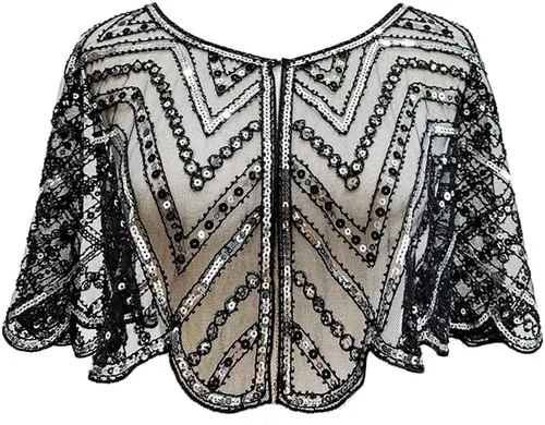 Vista 5 de Specell 1920s Handmade Sequin Beaded Evening Shawl Bridal Wrap Shawls and Wraps for Evening Dresses Wedding Shawl 10