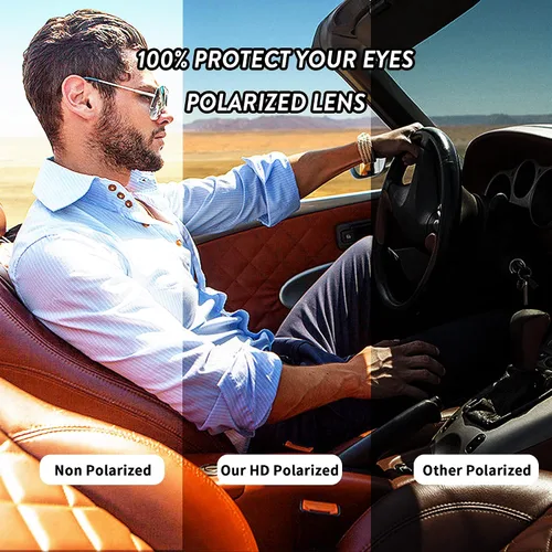 Vista 5 de GLINDAR Gafas de sol polarizadas para hombre, gafas deportivas cuadradas de gran