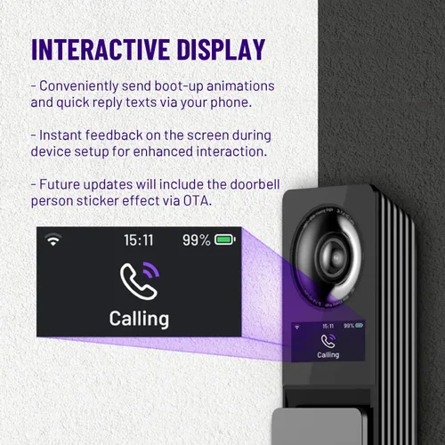 Vista 5 de HAVION Cámara de timbre de video inalámbrica D1 - por NIU Inno., incluye timbre, cámaras duales, 5MP 3K QHD, pantalla de 2 pulgadas, eMMC de 32 GB