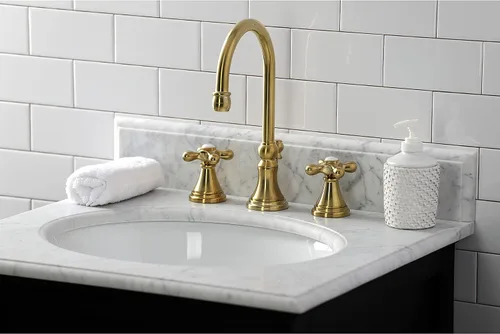 Vista 6 de Kingston Brass KS2987AX Grifo de baño extendido de 8 pulgadas, latón cepillado
