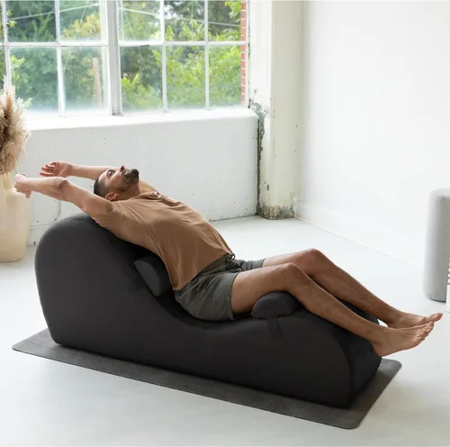 Vista 7 de Avana Chakra Yoga Chaise - 2 reposacabezas ajustables y asas con correas ajustables, micro terciopelo/microbucle, negro y gris
