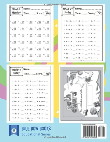 Vista 2 de Early Learning Math Timed Test Worksheets for 3rd and 4th Grades Early Math Activity Book with 100 Days of Timed Tests