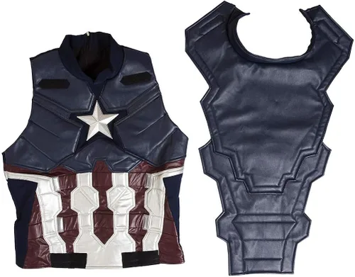 Vista 8 de Joyfunny Superhero Captain Soldier Costume Deluxe Halloween Cosplay Full Set PU Suit