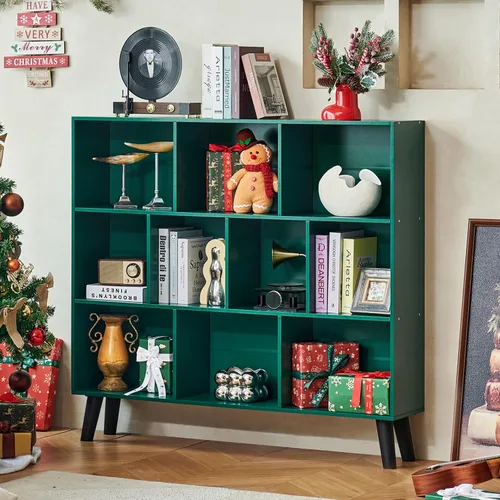 Vista 24 de LEYAOYAO Estantería de 5 cubos de 3 niveles con patas, estante negro menta para libros para niños, bonito organizador de almacenamiento, estantes