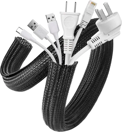 Vista 24 de AGPTEK Cable Sleeve, 10ft - 1 inch Cable Management Cord Hider, Black Negro