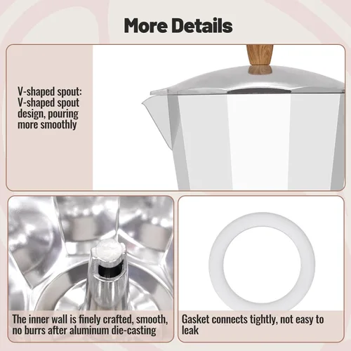 Vista 66 de Cafetera clásica de aluminio para 3 tazas Azul