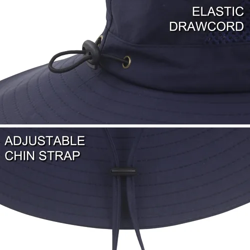 Vista 6 de Muryobao Sombreros de sol para hombre, UPF 50+, malla impermeable, ala ancha, sombrero de pesca