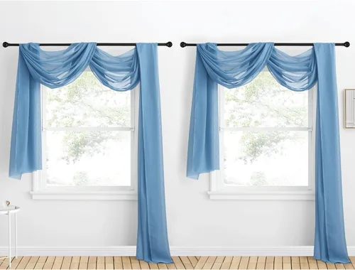 Vista 10 de NICETOWN Cenefa decorativa larga para ventana, cenefa de bufanda de boda, cortina de gasa para sala de estar, dormitorio, ceremonia