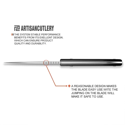 Vista 8 de ARTISANCUTLERY Cuchillo táctico Sea Snake (ATZ-1842) AR-RPM9 Hoja de acero en polvo G10 Mango Cuchillo de hoja fija Negro