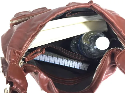 Vista 4 de Zzfab - Bolso de mano de 3 vías para mujer, color marrónvino, mochila, Marrón vino