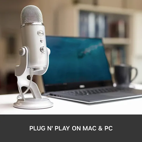 Vista 7 de [Renovado] Micrófono USB Blue Yeti para grabación y transmisión en PC y Mac, 3 cápsulas de condensador, 4 patrones de captación, salida